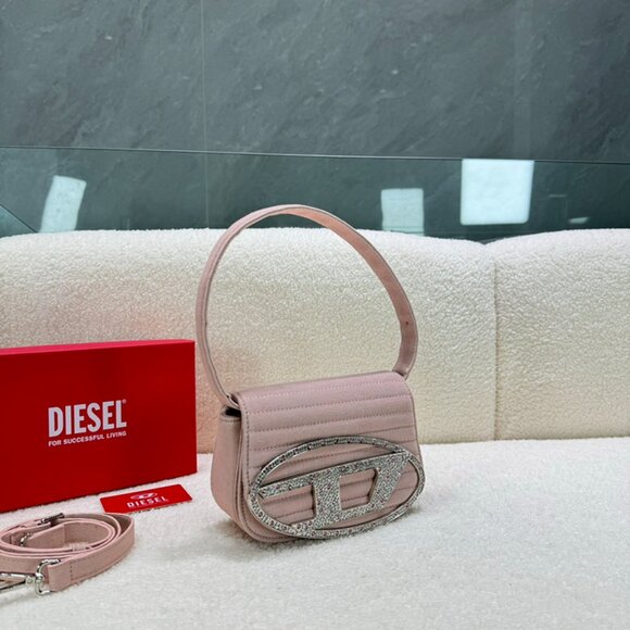 Diesel Pink Diamond Brand Logo Shoulder Bag - Picture 3 of 9